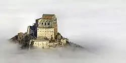 Saint Michael's Abbey over the fog