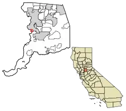 Location of Freeport in Sacramento County, California.