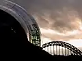 Sage Gateshead and the Tyne bridge.