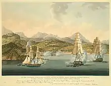 HMS Scout, HMS&nbsp;Pomone, and HMS Unite make their attack