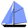 Gaff cutter with a gaff sail (the quadrilateral one below the gaff), two headsails, and a gaff topsail above the gaff.