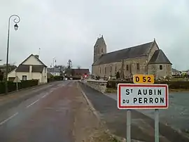 Entrance to the village and the church of Saint-Aubin