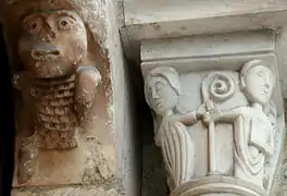Detail of the Romanesque portal of the Church of Notre-Dame