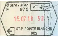 Updated Schengen style exit stamp at Saint-Pierre Airport