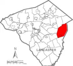 Map of Lancaster County highlighting Salisbury Township