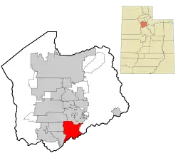 Location in Salt Lake County and the state of Utah.