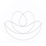 An orbit of the swinging Atwood's machine for 
  
    
      
        μ
        =
        2.394
      
    
    {\displaystyle \mu =2.394}
  
, 
  
    
      
        
          θ
          
            0
          
        
        =
        
          
            π
            2
          
        
      
    
    {\displaystyle \theta _{0}={\frac {\pi }{2}}}
  
, and zero initial velocity.