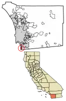 Location of Imperial Beach in San Diego County, California.
