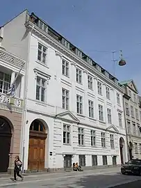 The facade of the building.