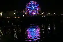 Ferris wheel light show at night, 2009