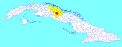 Santa Clara municipality (red) within  Las Villas Province (yellow) and Cuba