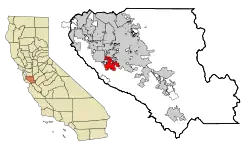 Location in Santa Clara County and the U.S. state of California