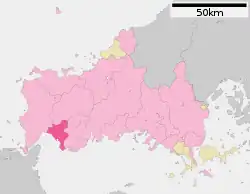 Location of San'yō-Onoda in Yamaguchi Prefecture