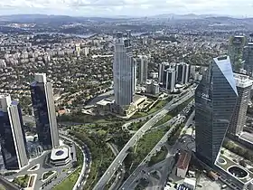 Sabancı Center, İşbank and Finansbank towers viewed from the roof of Istanbul Sapphire