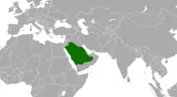 Map indicating locations of Saudi Arabia and Singapore