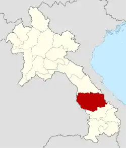Map showing Savannakhet of Attapeu province in Laos