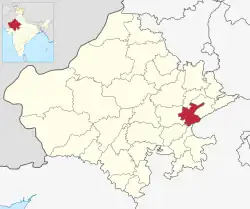 Location of Sawai Madhopur district in Rajasthan