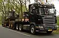 Scania R 500 LA6x2HHA tractor unit with pre-2009 styling in the Netherlands.