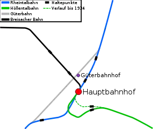Freight bypass railway (in grey) and other lines