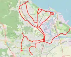 Map of tram network in Gdańsk