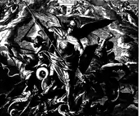 Michael and the Dragon. Die Bibel in Bildern by Julius Schnorr von Carolsfeld, 1860