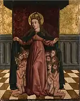 16th century German, with the shelterers wearing only crowns and loincloths