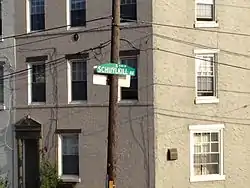 Schuylkill Avenue community tucked away next to Naval Square in the background.
