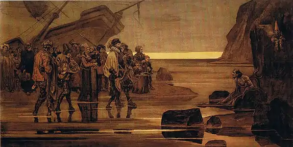 The Cave of Steenfoll, for a story by Wilhelm Hauff, based on a Scottish legend.