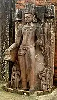 Relief "standing figure of Manjushri" in the Hindu temple.