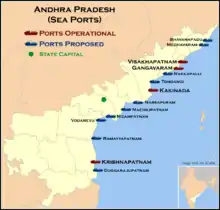 Map of seaports in Andhra Pradesh