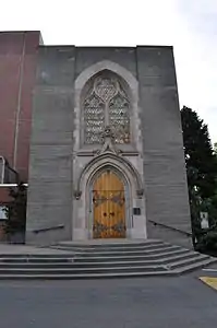 Outside the Thomsen Memorial Chapel at St. Mark's Cathedral