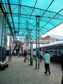Platform 1, with a light-blue awning