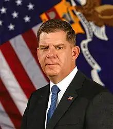 Cropped version of an official portrait of the 29th Secretary of Labor, Marty Walsh
