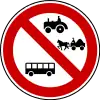 Forbidden for buses, coaches, agricultural machinery and horsecarts