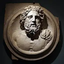 Roman relief of Jupiter, part of a series of twelve gods in medallions, c.300-310 AD