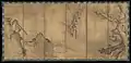 Sesson Shūkei (雪村 周継), Gibbons in a Landscape, ink on Xuan paper, 62 in. x 11&nbsp;ft. 5 in. (157.5 x 348&nbsp;cm), 1570, Japan. Collected by the Metropolitan Museum of Art.