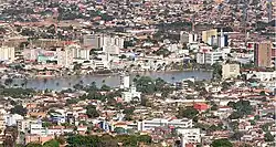 Downtown Sete Lagoas, with a view from Lagoa Paulino, one of the seven lagoons which name the city.