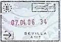 Entry stamp for air travel, issued at Seville Airport