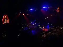 During the 2007 "Oral Fixation World Tour" concert Shakira singing along with her fans.