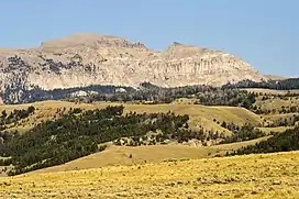 The "Sleeping Indian" series of rock formations on Sheep Mountain
