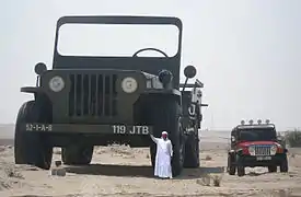 Sheikh Hamad bin Hamdan Al Nahyan with largest model Willys Jeep (scale 4/1)