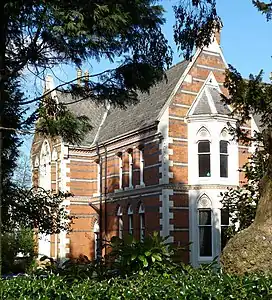 Gothic Revival with polychrome brickwork - Ampton Road no. 12, Edgbaston, Birmingham, the UK, by John Henry Chamberlain, 1855