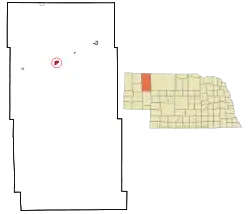 Location of Rushville within county and state
