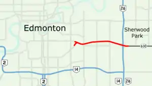 Sherwood Park Freeway is a freeway in east Edmonton, stretching 7.1 km into Strathcona County ending east of Anthony Henday Drive.