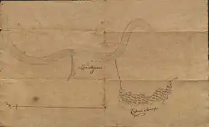 Hand-drawn by Shreve map of Anse a la Graisse, 1789