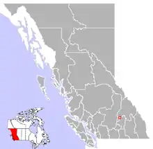 Location of Sicamous in British Columbia