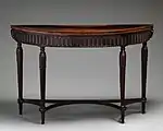 Side table with many acanthus leafs and two bucrania; by Robert Adam; c.1780 with later addition; mahogany; overall: 88.6 × 141.3 × 57.1&nbsp;cm; Metropolitan Museum of Art