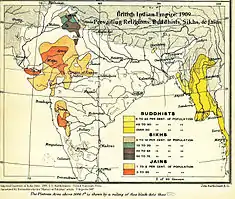 1909 percentage of Sikhs, Buddhists, and Jains.
