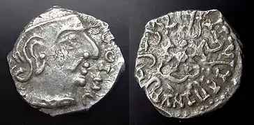 Coin of Gupta ruler Chandragupta II (r.380–415) in the style of the Western Satraps.