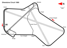 1989: The National Circuit was created by the addition of Brooklands and a short straight connecting to the Bridge chicane. The South Circuit was also constructed in 1989 and used for testing. An oval track was also built between Brooklands and Woodcote.